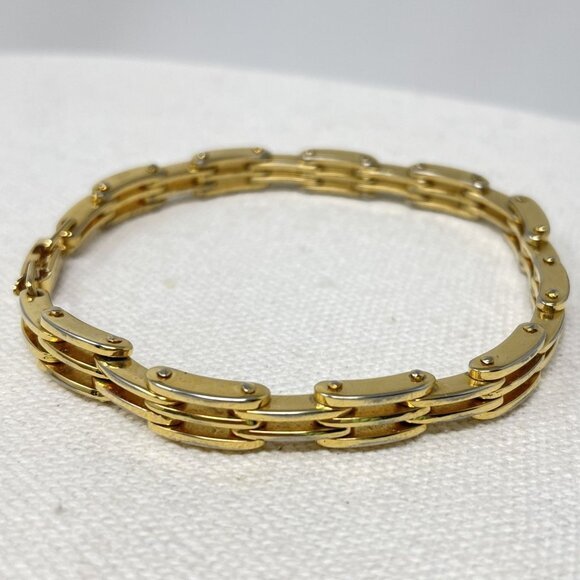 Napier Triple Link‎ Chain Bracelet Gold-Tone Marked Vintage Classic 7.5" - Picture 1 of 11